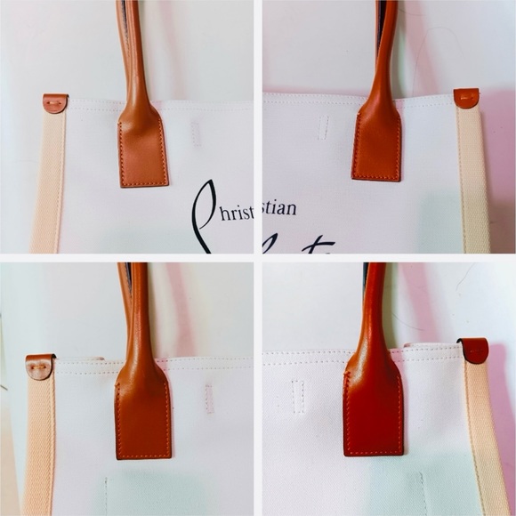 AUTHENTIC Christian Louboutin Small Nastroloubi Canvas Cream and Brown Tote Bag - Picture 13 of 13